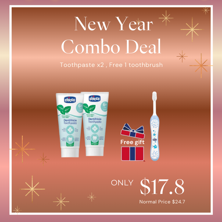 Chicco Toothpaste Mild Mint 2-Pack with Free Toothbrush 00010607000000x2