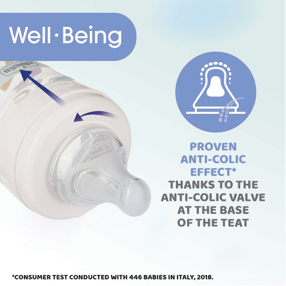 Chicco Well Being PP Glass Feeding Bottle 150ml - Green (Unisex)