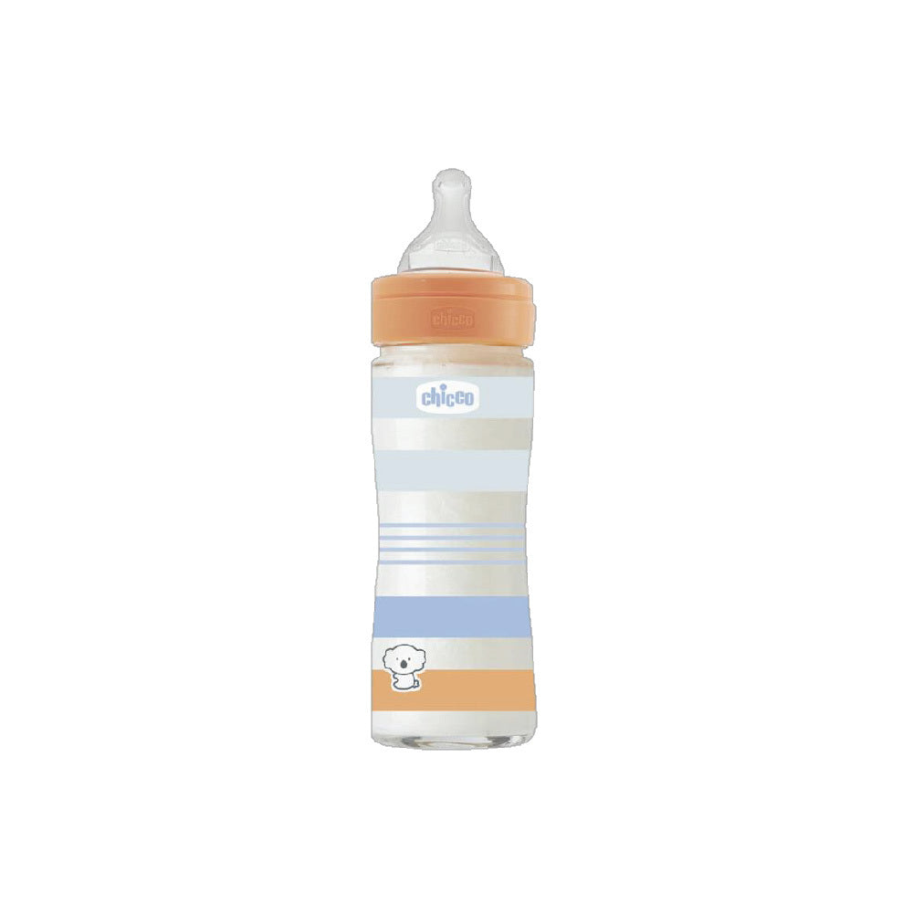 Chicco Well Being PP Glass Feeding Bottle 240ml - Orange