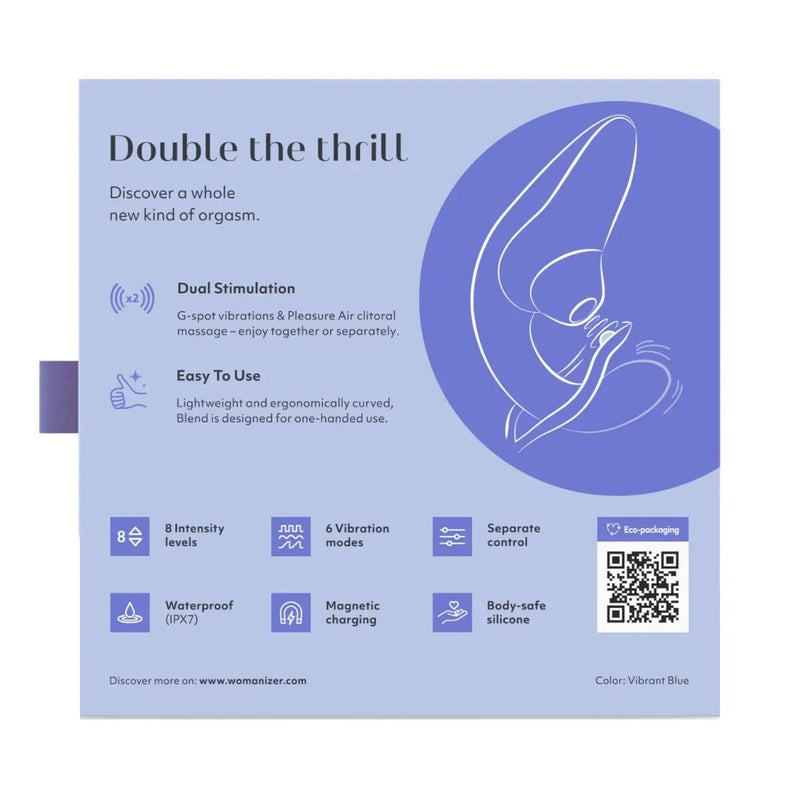 Womanizer Blend Rabbit Vibrator With Pleasure Air Technology Vibrant - Blue-2