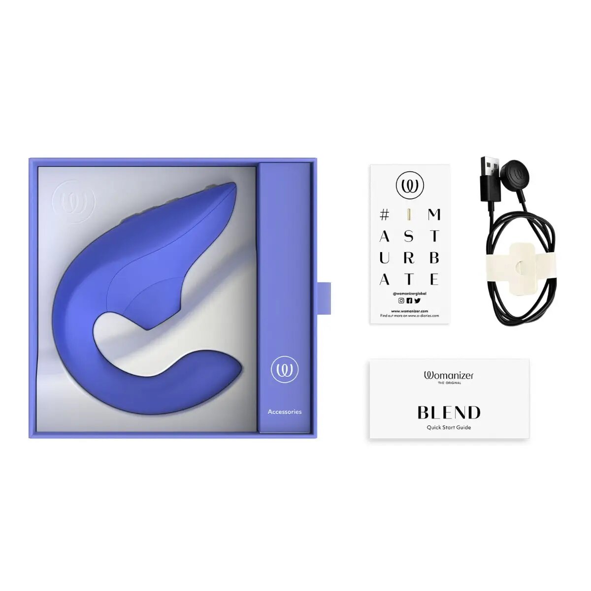 Womanizer Blend Rabbit Vibrator With Pleasure Air Technology Vibrant - Blue