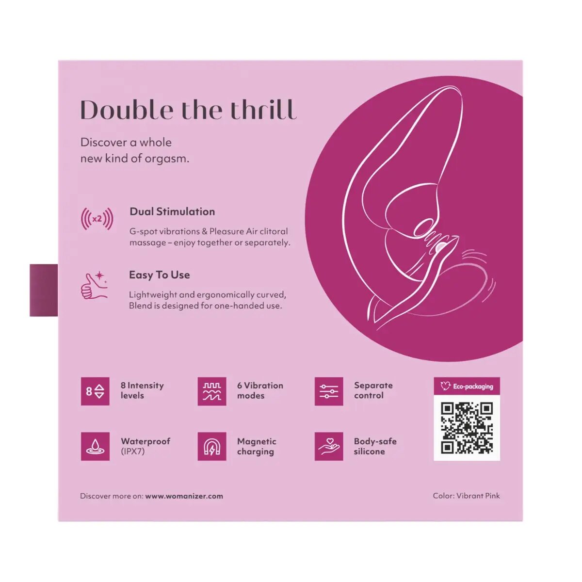 Womanizer Blend Rabbit Vibrator With Pleasure Air Technology Vibrant - Pink