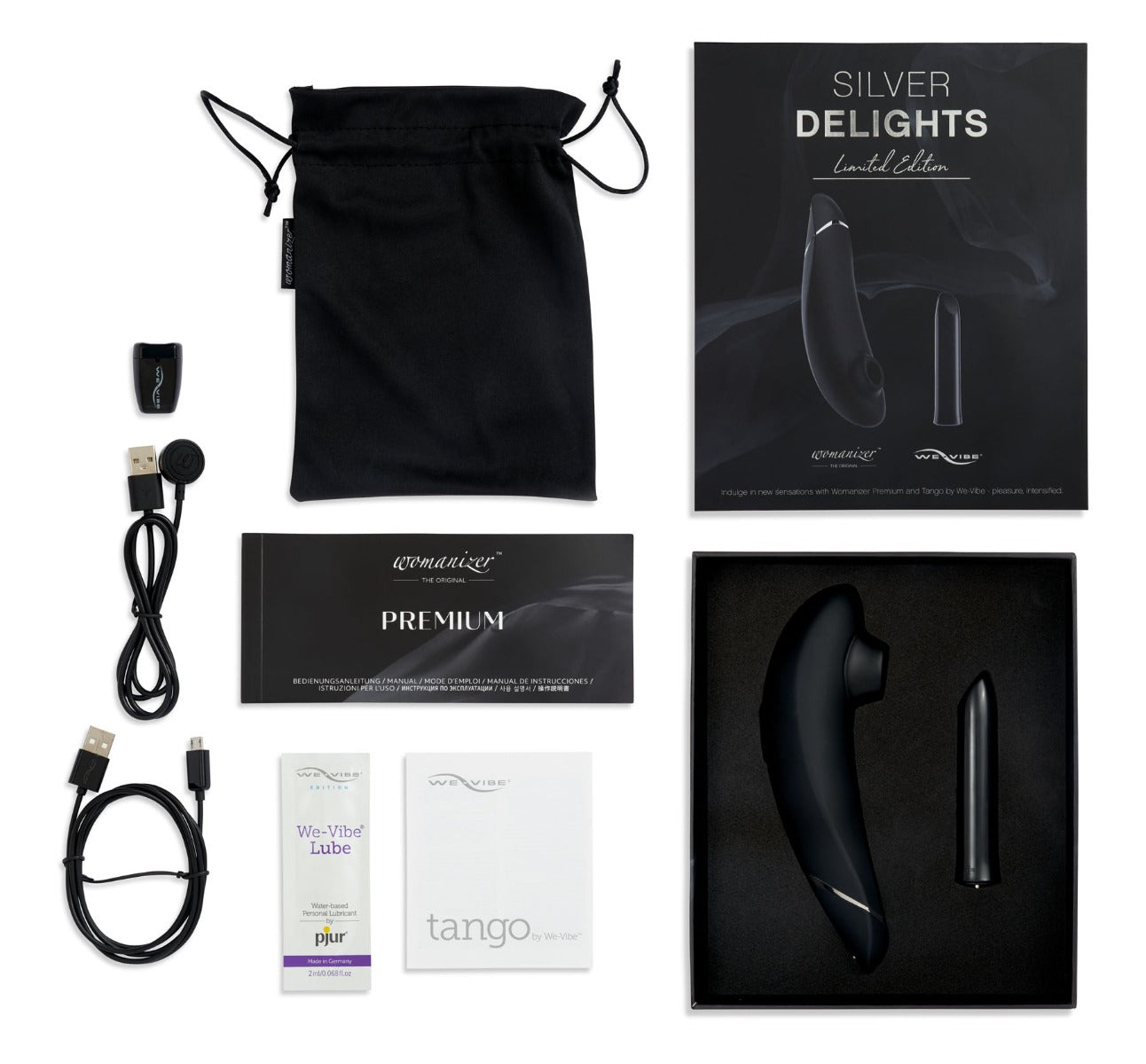 Womanizer X We-Vibe - Silver Delights Collection Womanizer Premium + We-Vibe Tango