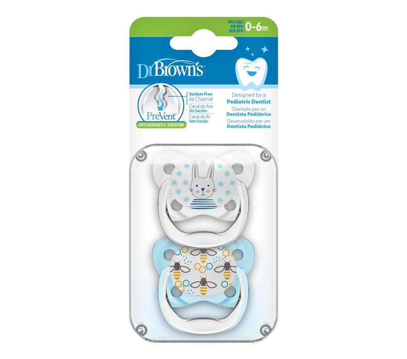 Dr. Brown’s Prevent Shield Pacifier Twin Pack (Assorted Designs)