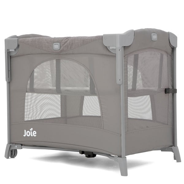Joie Kubbie Sleep Bedside Travel Cot - Foggy Gray (Bundle Free Pillow)