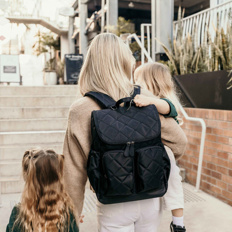 OiOi Nappy Backpack - Black Diamond Quilt