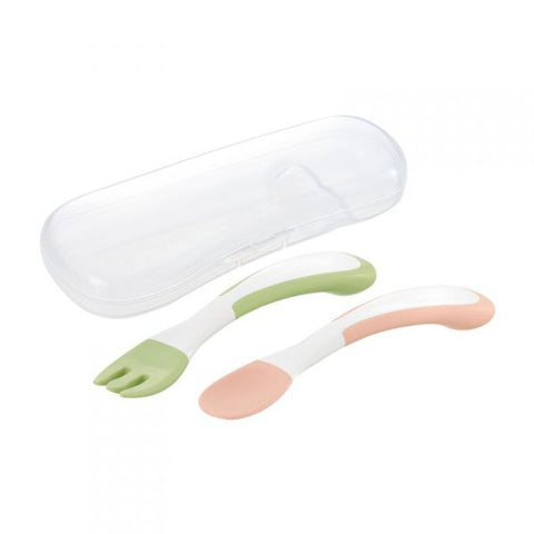 Richell T.L.I Easy-Grip Spoon & Fork with Case 2Set