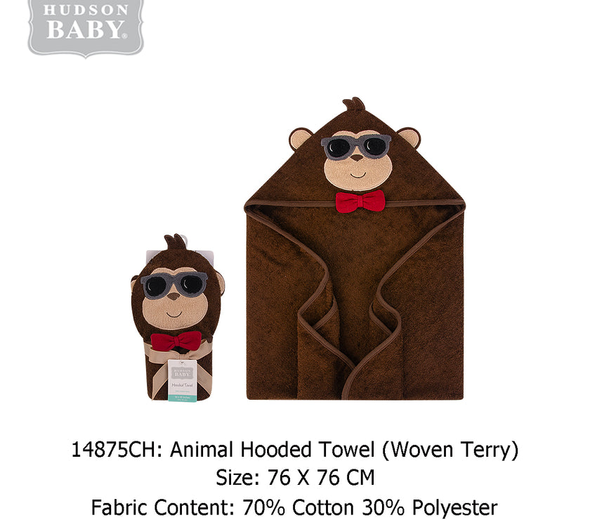 Hudson Baby Animal Hooded Towel (Woven Terry)