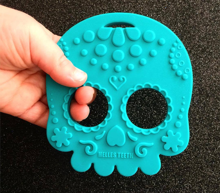 Helles Teeth Sugar Skull Teether (Teal) | Little Baby.