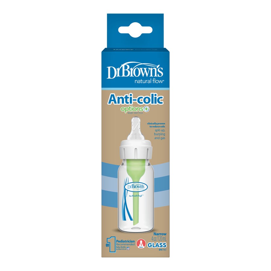 Dr Brown’s Natural Flow Anti-Colic Options Narrow Glass Baby Bottle (Level 1 Nipple)-3