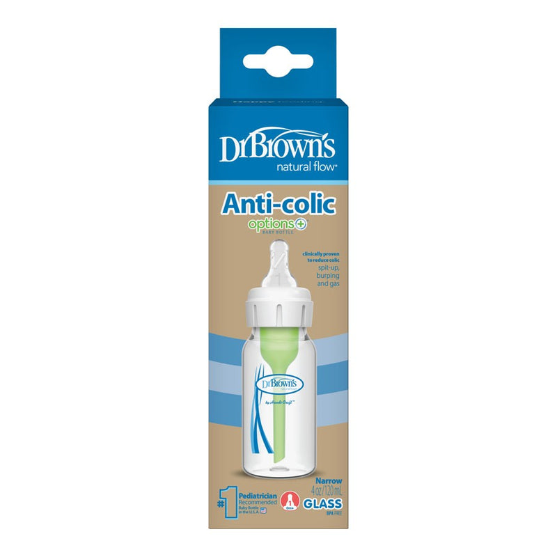 Dr Brown’s Natural Flow Anti-Colic Options Narrow Glass Baby Bottle (Level 1 Nipple)-3