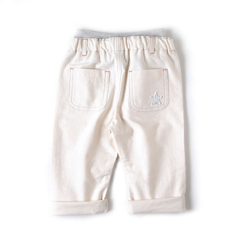 10mois Organic Denim Pants - White | Little Baby.