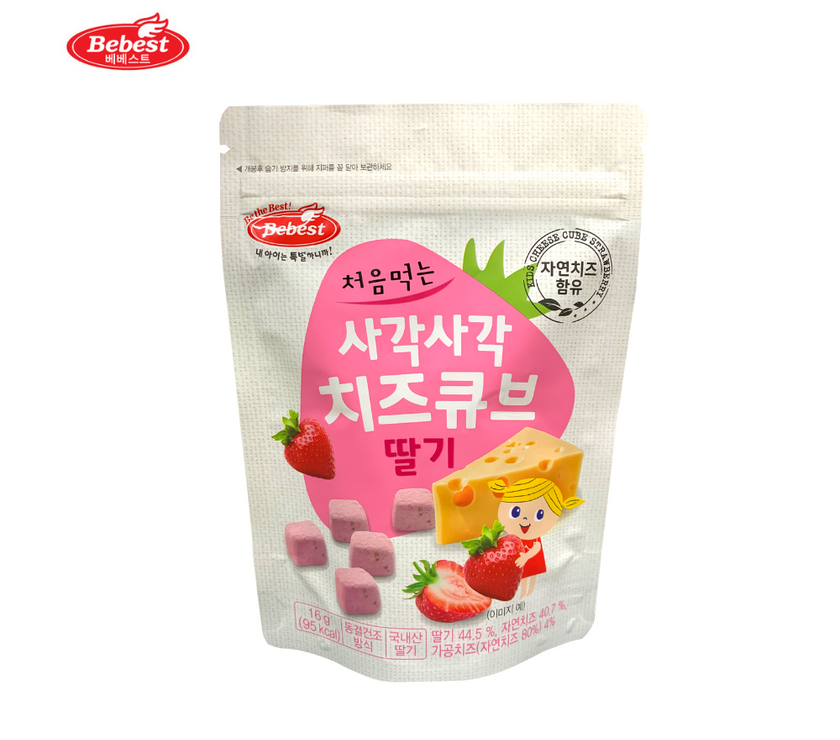 Bebest Baby Snack Freeze-Dried Cheese Cube - Strawberry (16g)