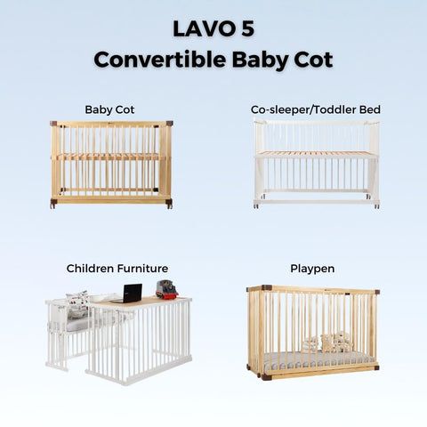 [Bundle] Beblum Lavo 5 Convertible Baby Cot