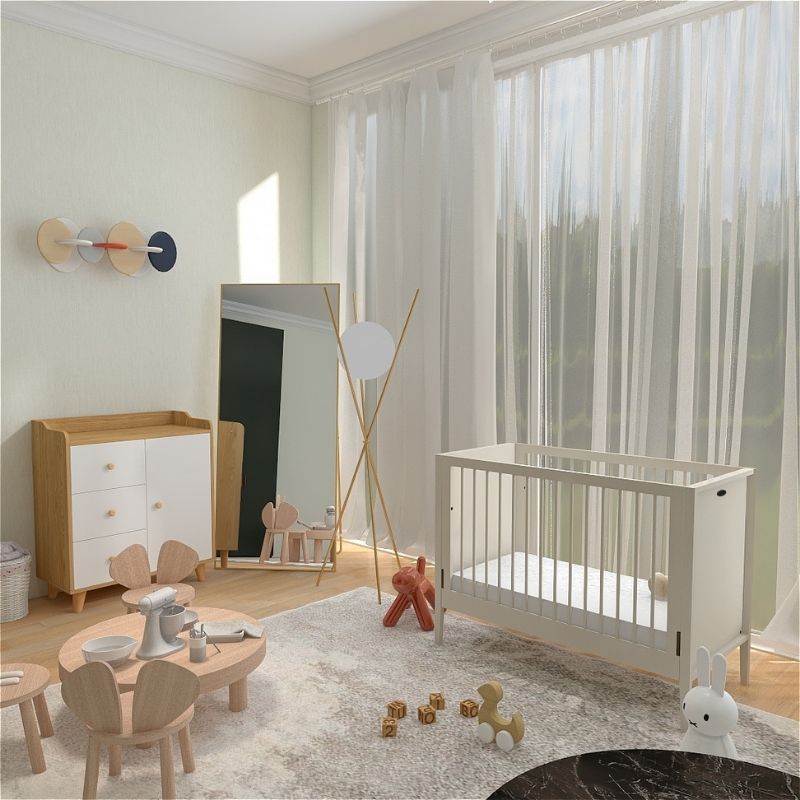 Little kBaby Baby Cot - Soft Tone Grey (with Free Mattress)-3