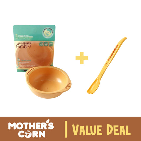 Mother's Corn Weaning Bowl + Feeding Spoon Step 1 | First Time Feeding Value Deal 10% OFF | Little Baby.