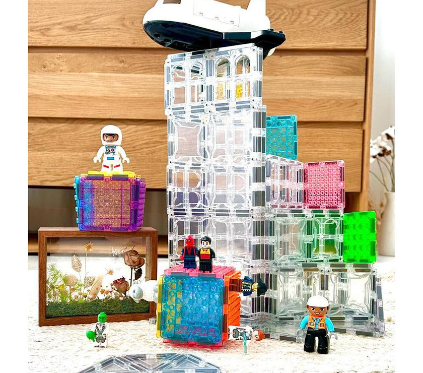 SparksMag Transparent 208 Pcs Grande Magnetic Tiles Set