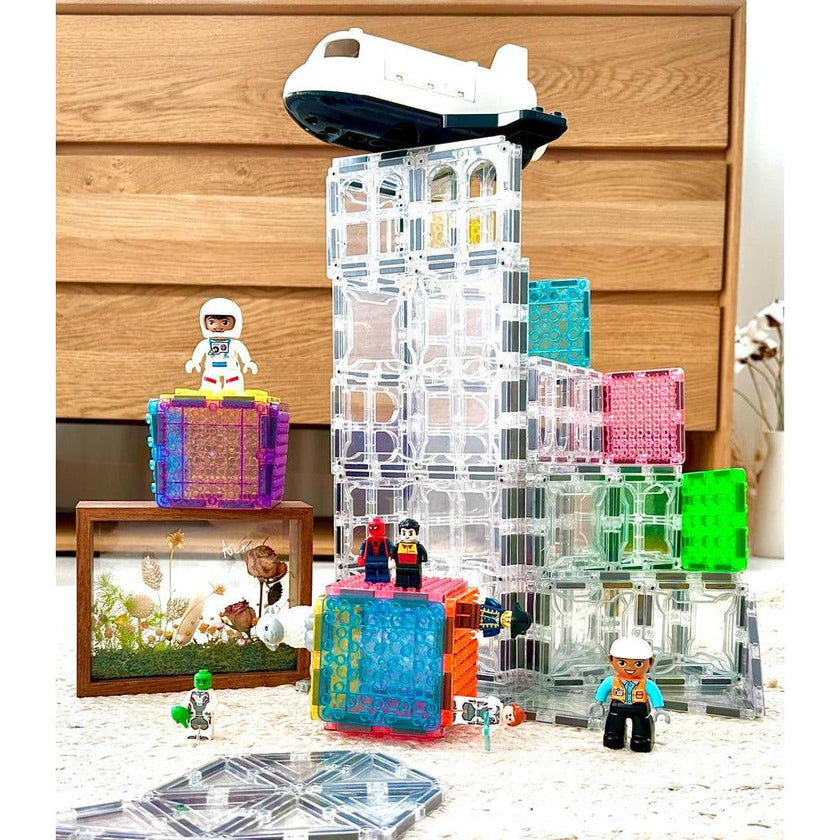 SparksMag Transparent 208 Pcs Grande Magnetic Tiles Set