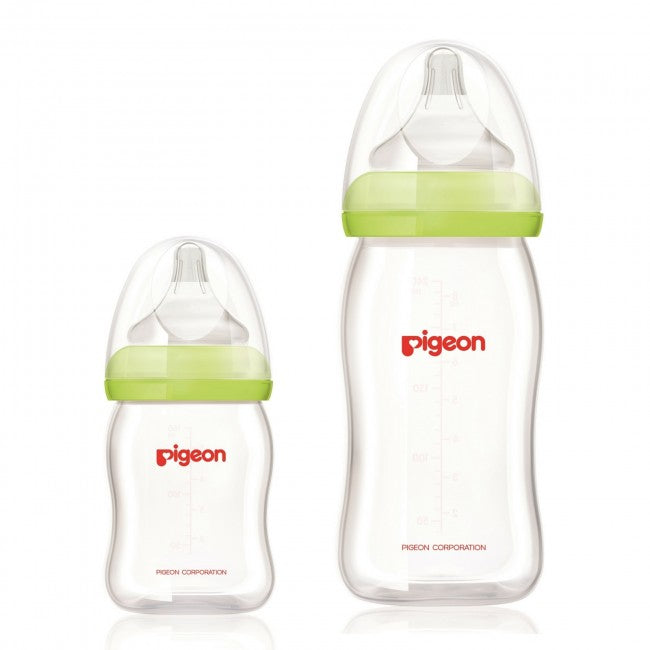 Pigeon Peristaltic PLUS Wide Neck Glass Feeding Bottle Green (Japan) 240ml | Little Baby.