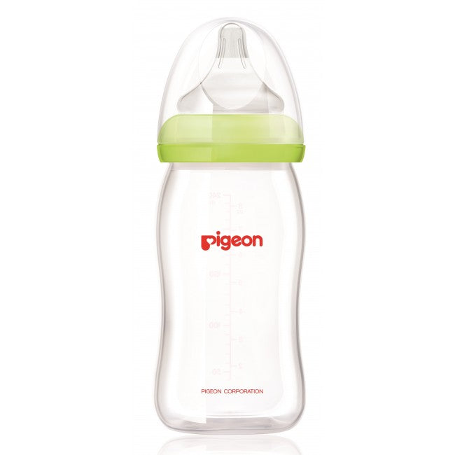 Pigeon Peristaltic PLUS Wide Neck Glass Feeding Bottle Green (Japan) 240ml | Little Baby.