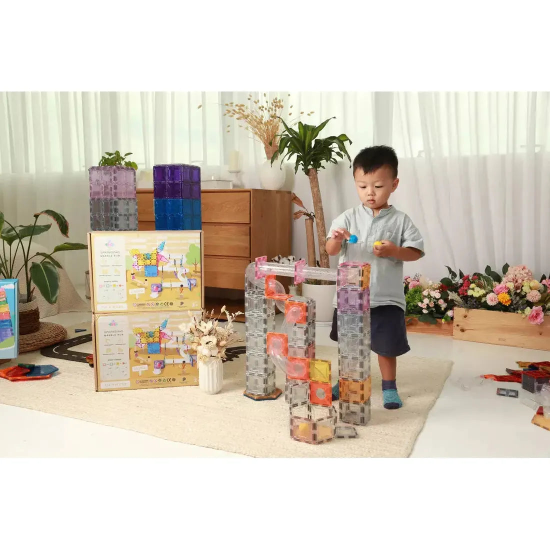 [Bundle] SparksMag Magnetic Tiles & Marble Run & Brick Tiles Mega Bundle