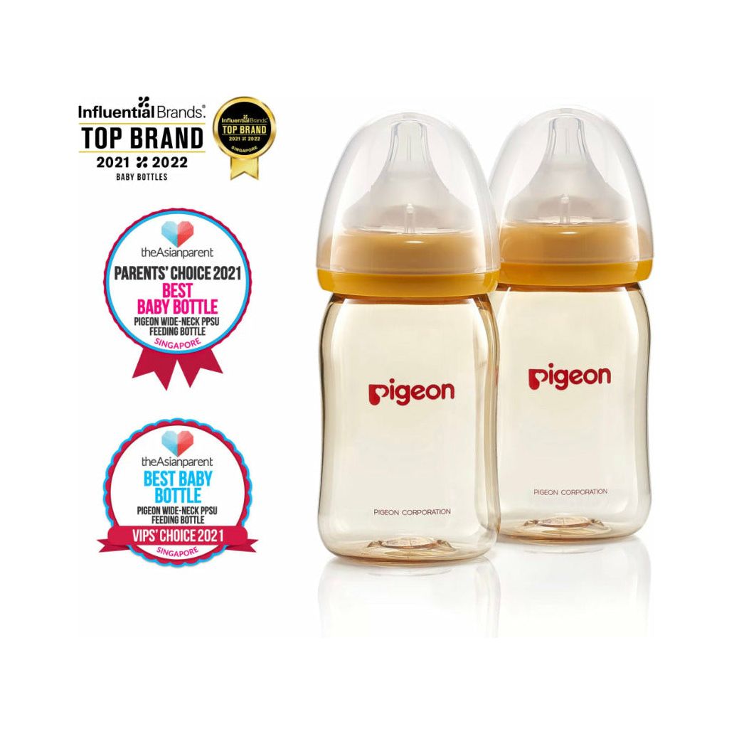 Pigeon SofTouch™ Wide Neck PPSU Nursing Bottle Twin Pack 160ml