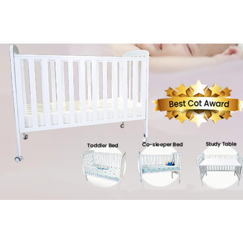 Sweet Dreams DreamCots 7-in-1 Convertible Cot - Fixed Gate (120x60cm) - White colour only | Little Baby.