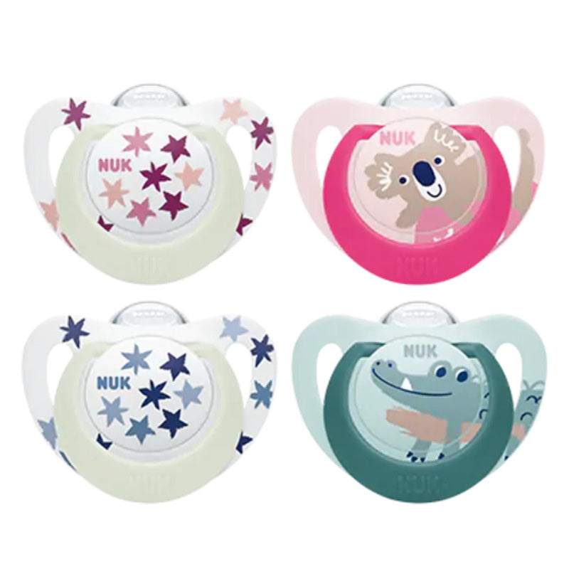 NUK Star Day & Night Silicone Soother (Assorted Designs)