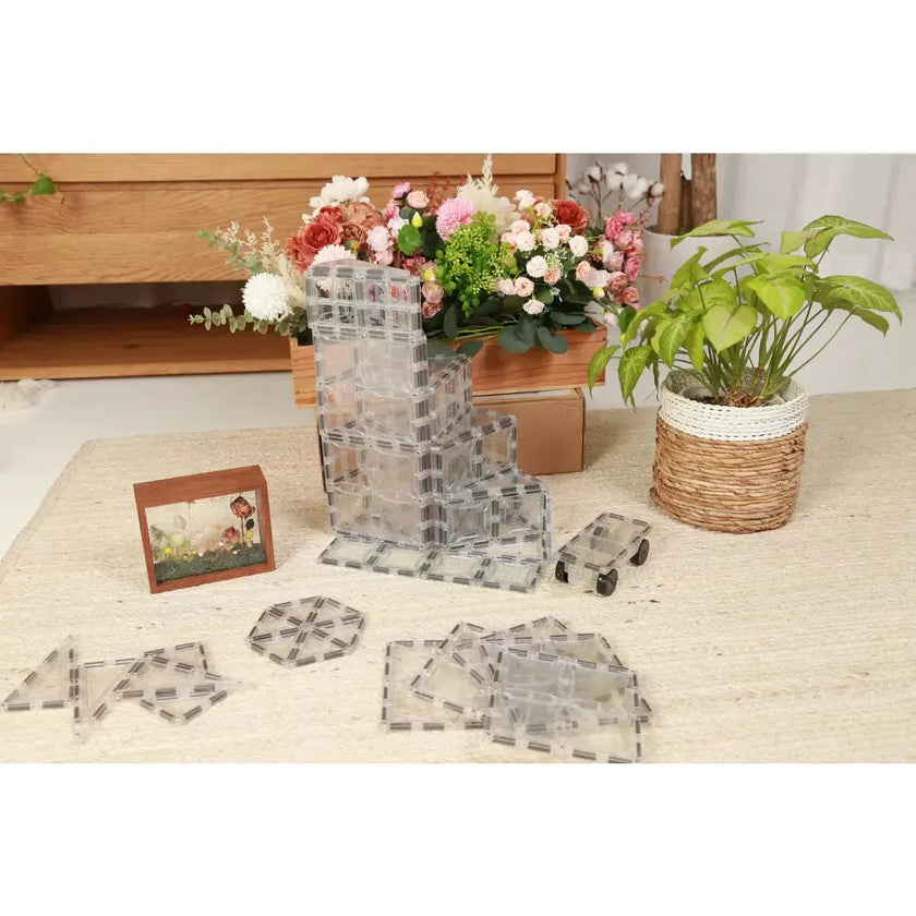 SparksMag Transparent 104 Pcs Petite Magnetic Tiles Set