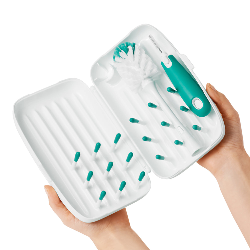 OXO TOT On-The-Go Drying Rack & Bottle Brush - Teal | Little Baby.