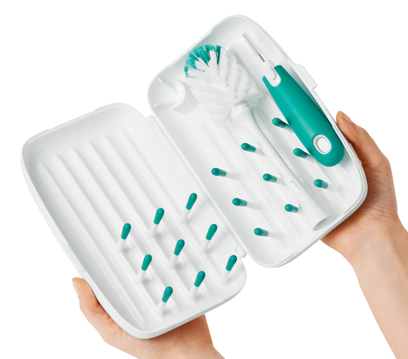 OXO TOT On-The-Go Drying Rack & Bottle Brush - Teal | Little Baby.