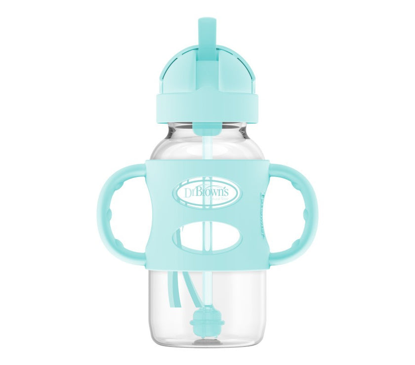 Dr. Brown’s 270ml Wide-Neck Sippy Straw Bottle w Silicone Handle (Assorted Designs)
