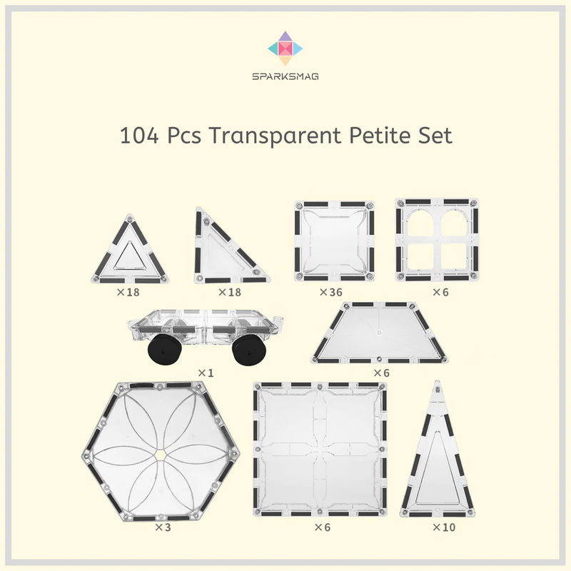 SparksMag Transparent 104 Pcs Petite Magnetic Tiles Set-1