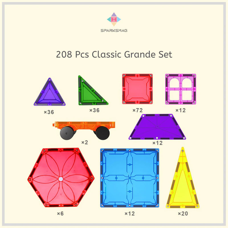 SparksMag Classic 208 Pcs Grande Magnetic Tiles Set-1