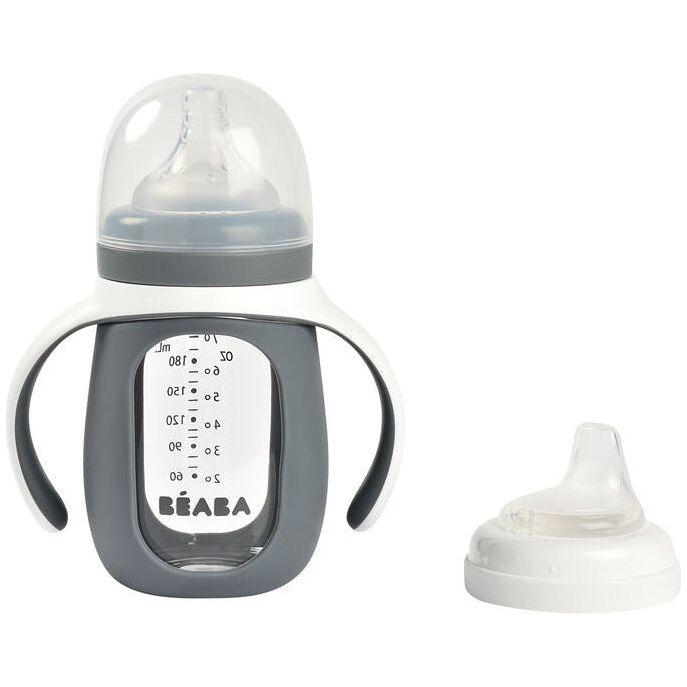 Beaba 2-in-1 Glass Bottle w Silicone Protective Sleeve 210ml (Assorted Colours)