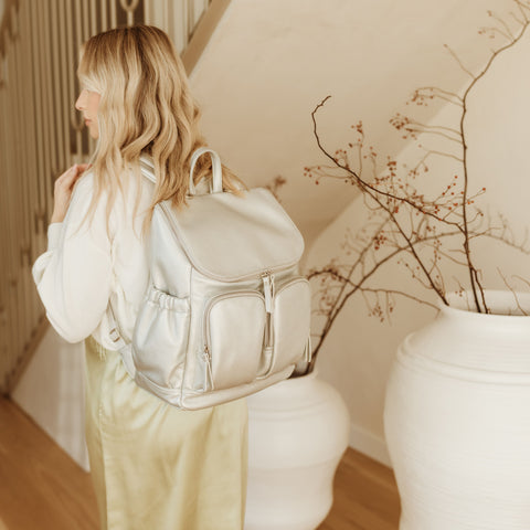 OiOi Dimple Faux Leather Nappy Backpack - Metallic