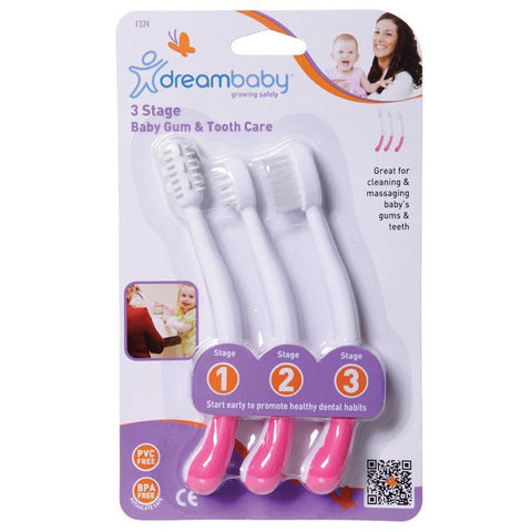 Dreambaby Toothbrush Set 3 Stage - Pink DB00324 | Little Baby.