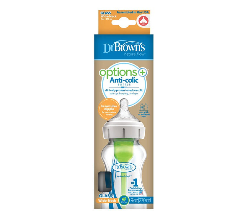 Dr. Brown’s Natural Flow® Anti-Colic Options+™ Wide-Neck Glass Baby Bottle