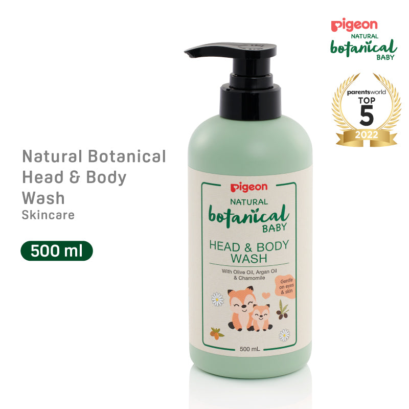 Pigeon Natural Botanical Baby 2 in 1 Head & Body Wash 500ml x2