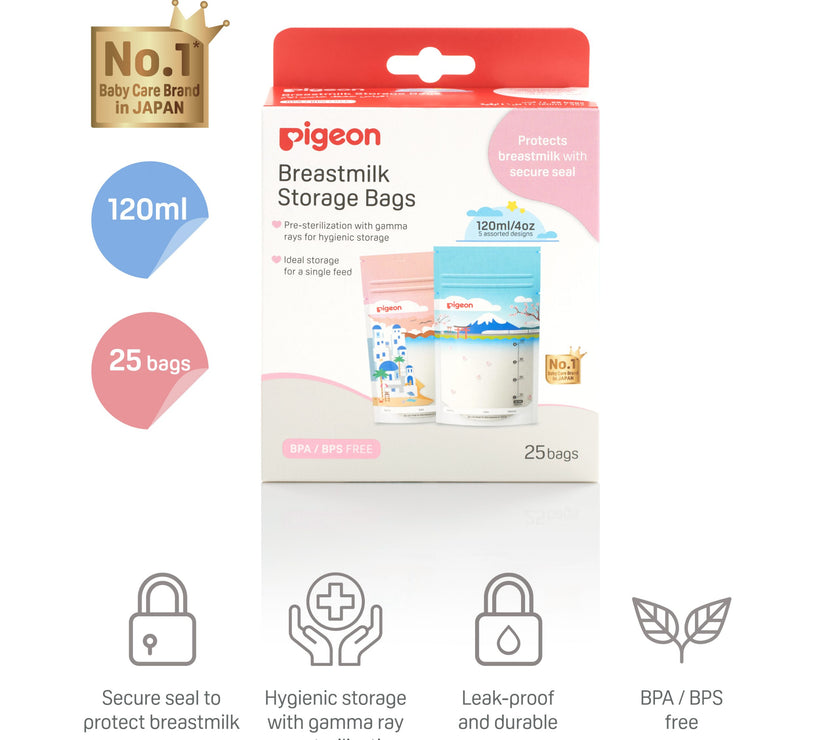 Pigeon Breast Milk Storage Bags 120ml Holidays (25pcs)