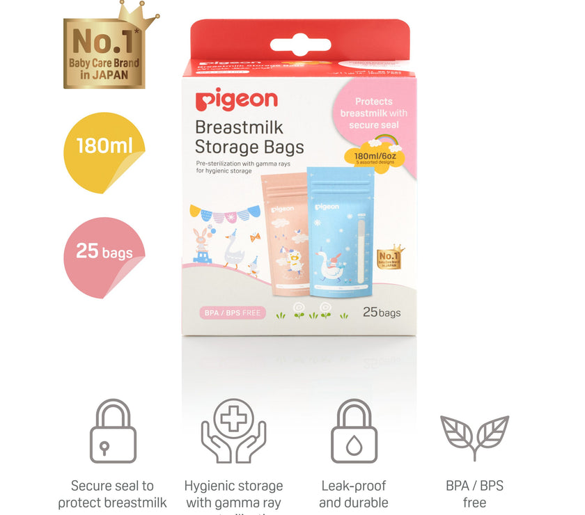Pigeon Breast Milk Storage Bags 180ml Animals (25pcs)
