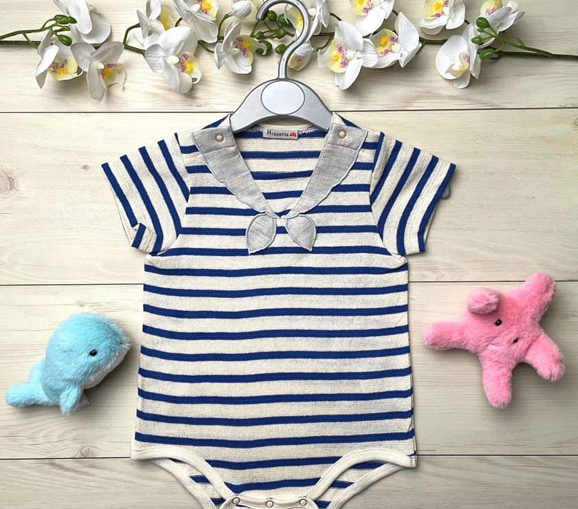 Hoppetta Blue Stripe Bodysuit - Blue | Little Baby.