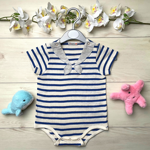 Hoppetta Blue Stripe Bodysuit - Blue | Little Baby.