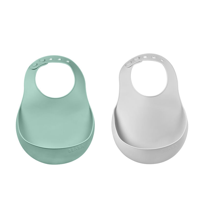 Beaba Set-of-2 Silicone Bibs (Assorted Colours)