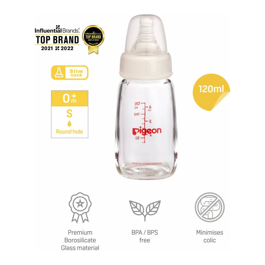 Pigeon Flexible Slim Neck Nursing Bottle Glass 120ml