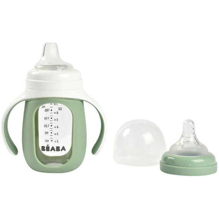 Beaba 2-in-1 Glass Bottle w Silicone Protective Sleeve 210ml (Assorted Colours)