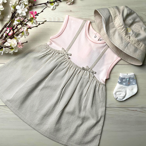 Hoppetta Pink/Checked Grey Dress | Little Baby.