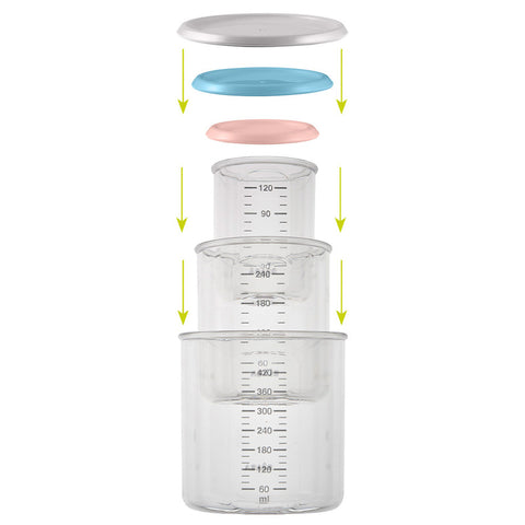 BEABA Set of 3 Conservation Jars (1 baby / 1 maxi / 1 maxi +) (assorted colors LIGHT GREY/BLUE/PINK) | Little Baby.