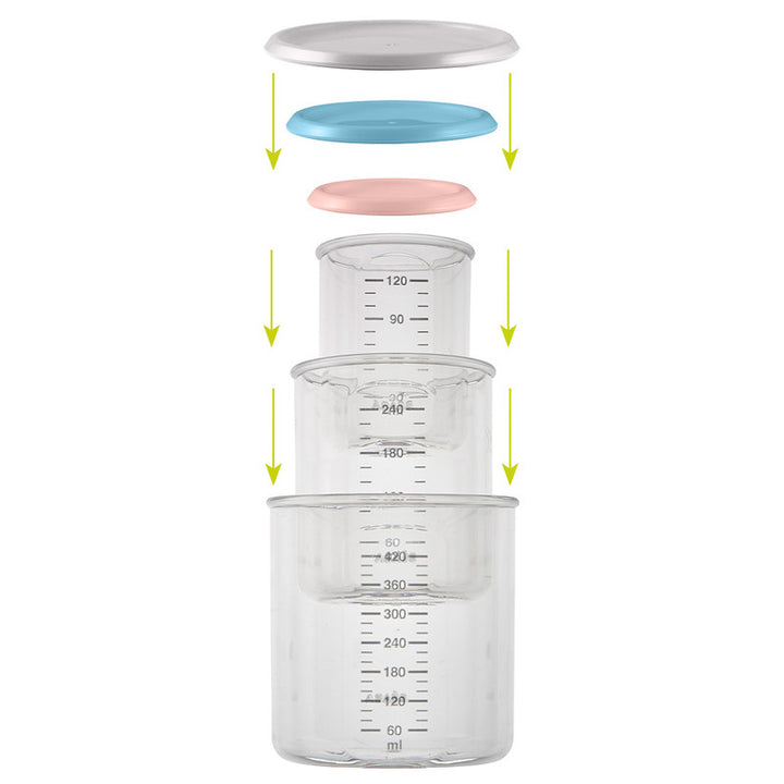 BEABA Set of 3 Conservation Jars (1 baby / 1 maxi / 1 maxi +) (assorted colors LIGHT GREY/BLUE/PINK) | Little Baby.