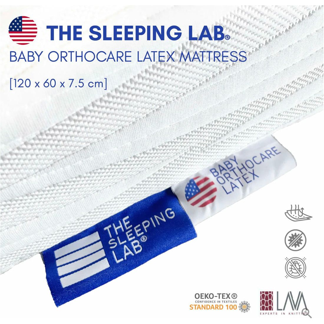 The Sleeping Lab Baby OrthoCare Latex 3" or 7.5cm Mattress (Micro-Tencel Fabric)